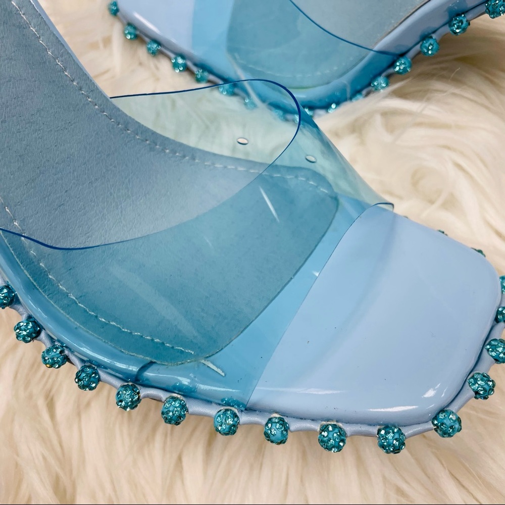 Fashion Nova Blue ball mule heel - Picture 3 of 10